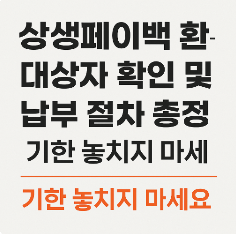 상생페이백 환수대상자 확인 및 납부 절차 총정리 기한 놓치지 마세요