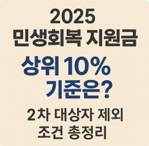 2025 민생회복 지원금 상위 10% 기준은? 2차 대상자 제외 조건 총정리