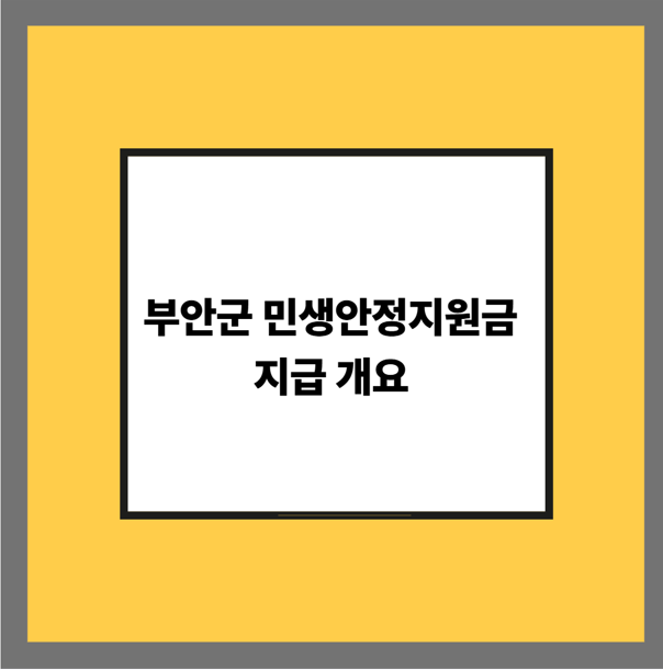 부안군 민생안정지원금 지급 개요