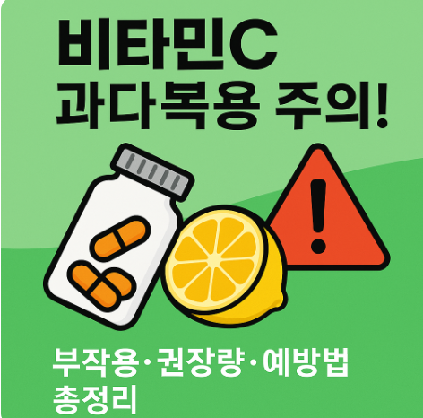 비타민C 과다복용 주의 부작용. 권장량. 예방법 총정리