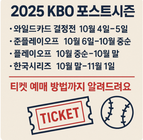 2025 KBO 포스트시즌 티켓 예매 방법까지 알려드려요