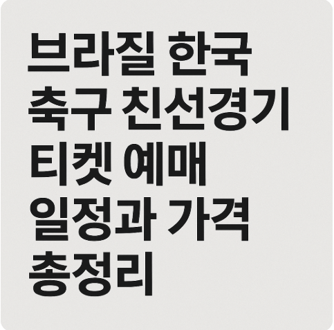 브라질 한국 친선경기 티켓 예매 2025 경기 일정. 가격 총정리