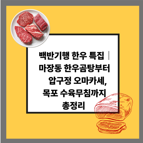 백반기행 한우 특집|마장동 한우곰탕부터 압구정 오마카세, 목포 수육무침까지 총정리
