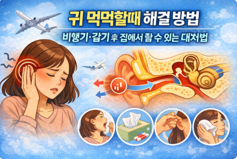 귀 먹먹할때 해결 방법 비행기·감기 후 집에서 할 수 있는 대처법